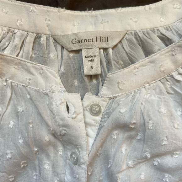 Garnet Hill Elbow-Sleeve Swiss-Dot Blouse - Picture 2 of 4